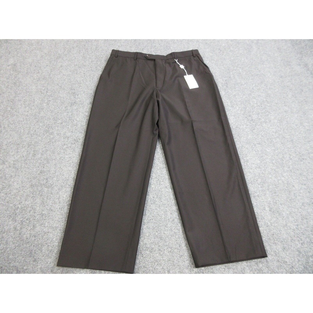 Armani Collezioni Pants Mens 38‎ Black Brown Wool Slacks Dress Italy NEW 38X29